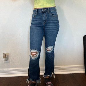 Bootcut Dark Wash Ripped Jeans, size 28